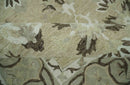 Custom Made Beige, Ivory and Charcoal Traditional Ikat design Hand Tufted wool Area Rug