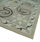 Custom Made Beige, Ivory and Charcoal Traditional Ikat design Hand Tufted wool Area Rug