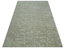 Custom Made Beige Modern Contemporary Hand Knotted Wool Area Rug
