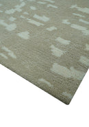 Custom Made Beige Modern Contemporary Hand Knotted Wool Area Rug