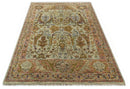 Custom Made Beige, Peach And Green Transition Hand Knotted wool rug