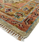 Custom Made Beige, Peach And Green Transition Hand Knotted wool rug