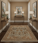 Custom Made Beige, Peach And Green Transition Hand Knotted wool rug