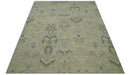 Custom Made Blue And Beige Modern Ikat Design Hand Knotted Wool Area Rug