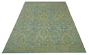 Custom Made Blue And Beige Traditional Floral Hand Knotted Wool Rug
