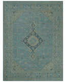 Custom Made Blue And Beige Turkish Design Hand knotted Wool Area Rug
