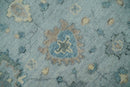 Custom Made Blue and Green Hand knotted traditional Oushak wool Area Rug