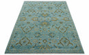 Custom Made Blue And Olive Traditional Oriental Design Hand knotted Wool Area Rug