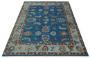 Custom Made Blue and Silver Hand knotted colorful Traditional Oushak wool Area Rug