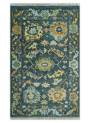 Custom Made Blue, Beige and Green Multi size Hand knotted Traditional Oushak Wool Area Rug
