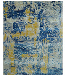 Custom Made Blue Modern Abstract Design Hand Tufted  Area Rug