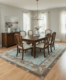 Custom Made Blue Modern Oushak Hand Knotted Wool Rug