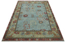 Custom Made Blue Modern Oushak Hand Knotted Wool Rug