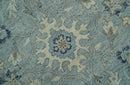 Custom Made Blue Traditional distressed design Hand knotted Wool Area Rug
