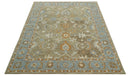Custom Made Camel And Blue Traditional Oushak Design Hand Tufted Wool Area Rug