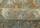 Custom Made Camel And Blue Traditional Oushak Design Hand Tufted Wool Area Rug