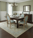 Custom Made Camel And Blue Traditional Oushak Design Hand Tufted Wool Area Rug