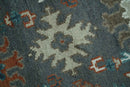 Custom Made Charcoal and Teal Hand knotted Traditional Oushak wool area rug
