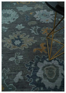 Custom Made Charcoal, Gray and Silver Antique look Traditional Oushak wool Area Rug