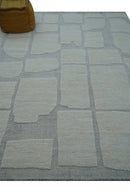 Custom Made Contemporary Gray Hand Knotted Wool Area Rug