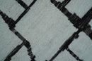 Custom Made Contemporary Ivory And Dark Brown Hand Knotted Wool Rug