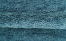 Custom Made Contemporary Solid Plush Blue Hand Knotted Wool Rug