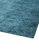 Custom Made Contemporary Solid Plush Blue Hand Knotted Wool Rug