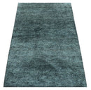 Custom Made Contemporary Solid Plush Steel Blue Hand Knotted Wool Rug