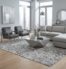 Custom Made Cowhide Leather Patchwork Silver and Gray Leather Modern Geometric Rug