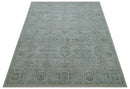 Custom Made Distressed Silver Blue Traditional Hand knotted Wool Area Rug
