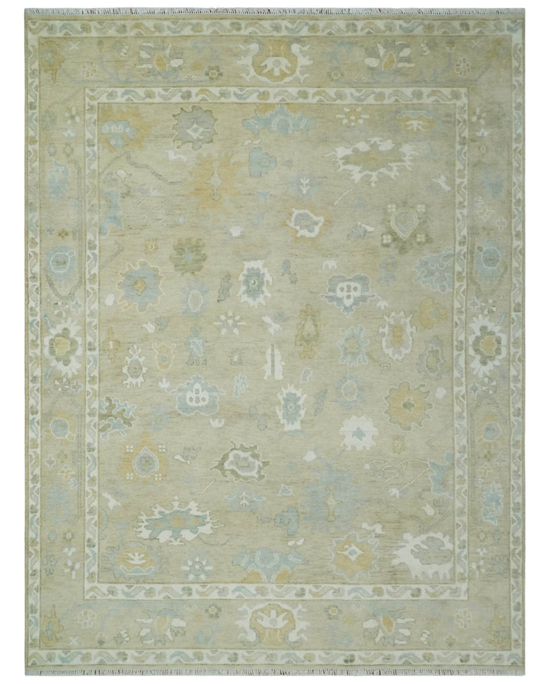 Custom Made Earthy Hand Knotted Beige and Ivory Traditional  Multi Size Wool Area Rug