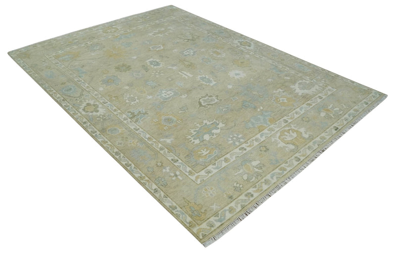 Custom Made Earthy Hand Knotted Beige and Ivory Traditional  Multi Size Wool Area Rug