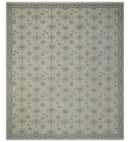 Custom Made Fine Hand Knotted Ivory and Charcoal Style Hand knotted Wool Area Rug