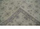 Custom Made Fine Hand Knotted Ivory and Charcoal Style Hand knotted Wool Area Rug