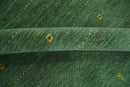 Custom Made Geometrical Stripes Design Green, Ivory and Charcoal wool Area Rug