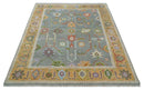 Custom Made Gray and Gold Hand knotted Traditional Oushak wool Area Rug