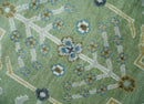 Custom Made Green, Ivory and Silver Traditional Turkish Hand Knotted Wool Rug