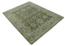 Custom Made Gray, Silver and Olive Hand knotted Traditional Oushak Wool Area Rug