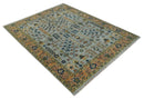 Custom Made Hand Knotted Living Room and Bedroom Rug Rust and Silver Traditional Turkish Style Wool Rug