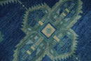 Tullu Custom Made Hand Knotted Blue and Silver Traditional Wool Rug