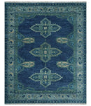 Tullu Custom Made Hand Knotted Blue and Silver Traditional Wool Rug