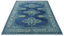 Tullu Custom Made Hand Knotted Blue and Silver Traditional Wool Rug