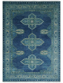 Tullu Custom Made Hand Knotted Blue and Silver Traditional Wool Rug