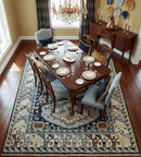 Custom Made Hand Knotted Blue, Ivory and Olive Traditional Oriental wool Area Rug