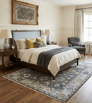 Custom Made Hand Knotted Charcoal and Ivory Traditional Oushak Wool Area Rug