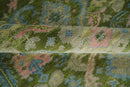 Custom Made Hand Knotted Green, Silver and Peach Traditional Oushak Wool Area Rug