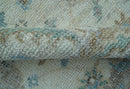 Custom Made Hand Knotted Ivory and Blue Traditional Turkish Afghan Wool Rug