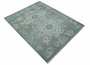 Custom Made Hand Knotted Ivory and Blue Traditional Turkish Afghan Wool Rug