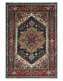 Custom Made Hand Knotted Multi Size Large Olive, Blue, Ivory and Rust Traditional Wool Rug