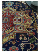 Custom Made Hand Knotted Multi Size Large Olive, Blue, Ivory and Rust Traditional Wool Rug